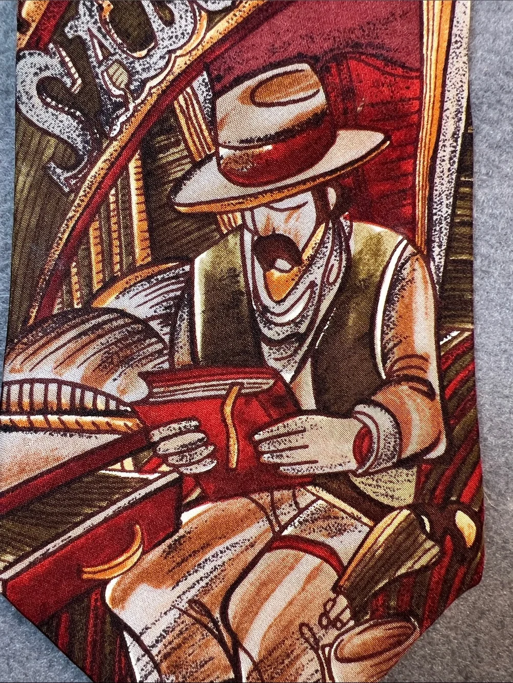 The Beatles Red and Brown Novelty Jazz-Theme Men's Tie